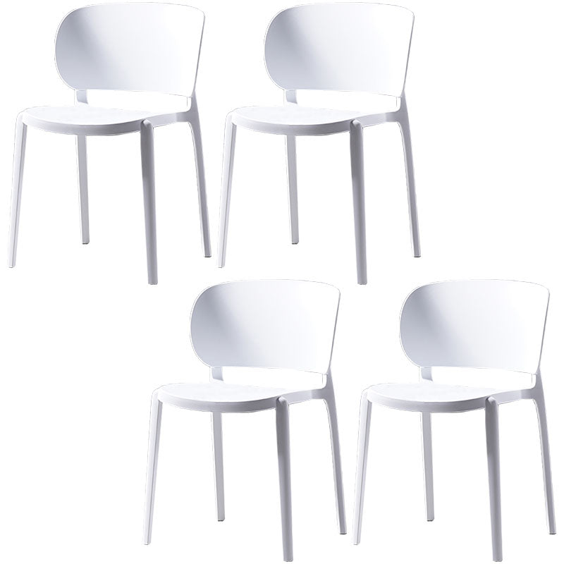 Contemporary Open Back Chairs Dining Armless Side Chairs with Plastic Legs White 4 Piece Set Clearhalo ' kitchen&dining_furn' 'Dining Chairs' 'Dining Tables & Seating' 'dining_chair' 'furn' 'furn_dining_chair' 'Furniture' 'furniture_dining_chair' 'Kitchen & Dining Furniture' 'kitchen' 4572201