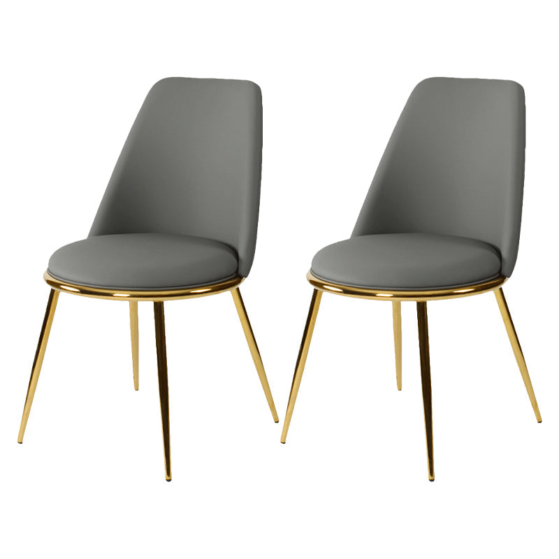 Glam Metal Dining Armless Chair Upholstered Dining Side Chair for Home Use Dark Gray 2 Piece Set Clearhalo ' kitchen&dining_furn' 'Dining Chairs' 'Dining Tables & Seating' 'dining_chair' 'furn' 'furn_dining_chair' 'Furniture' 'furniture_dining_chair' 'Kitchen & Dining Furniture' 'kitchen' 4572207