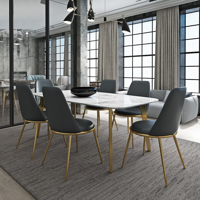 Glam Metal Dining Armless Chair Upholstered Dining Side Chair for Home Use Clearhalo ' kitchen&dining_furn' 'Dining Chairs' 'Dining Tables & Seating' 'dining_chair' 'furn' 'furn_dining_chair' 'Furniture' 'furniture_dining_chair' 'Kitchen & Dining Furniture' 'kitchen' 4572211