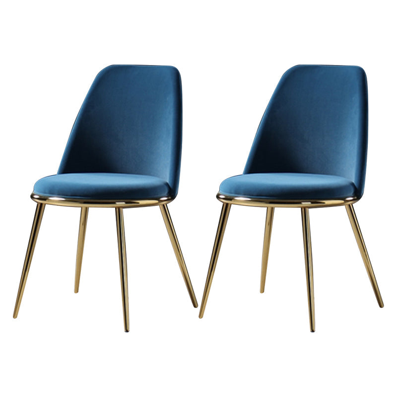 Glam Metal Dining Armless Chair Upholstered Dining Side Chair for Home Use Sky Blue 2 Piece Set Clearhalo ' kitchen&dining_furn' 'Dining Chairs' 'Dining Tables & Seating' 'dining_chair' 'furn' 'furn_dining_chair' 'Furniture' 'furniture_dining_chair' 'Kitchen & Dining Furniture' 'kitchen' 4572212