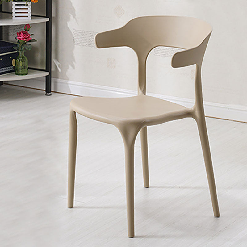 Contemporary Open Back Chair Plastic Dining Armless Side Chairs Khaki 1 Piece Clearhalo ' kitchen&dining_furn' 'Dining Chairs' 'Dining Tables & Seating' 'dining_chair' 'furn' 'furn_dining_chair' 'Furniture' 'furniture_dining_chair' 'Kitchen & Dining Furniture' 'kitchen' 4572223