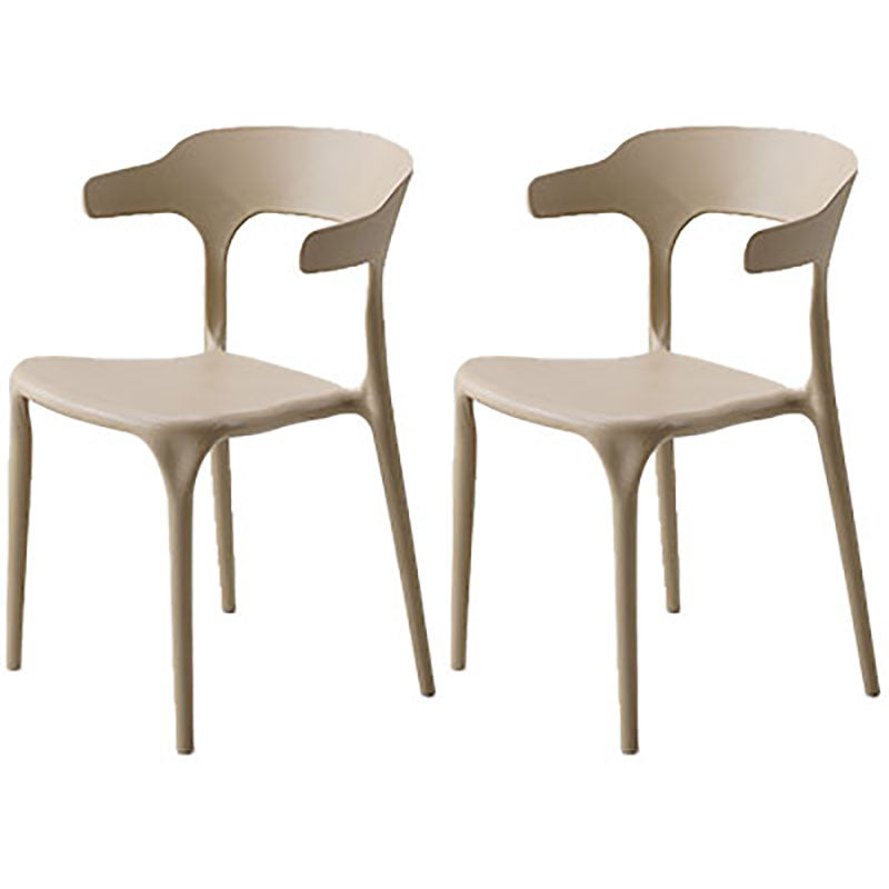 Contemporary Open Back Chair Plastic Dining Armless Side Chairs Khaki 2 Piece Set Clearhalo ' kitchen&dining_furn' 'Dining Chairs' 'Dining Tables & Seating' 'dining_chair' 'furn' 'furn_dining_chair' 'Furniture' 'furniture_dining_chair' 'Kitchen & Dining Furniture' 'kitchen' 4572224