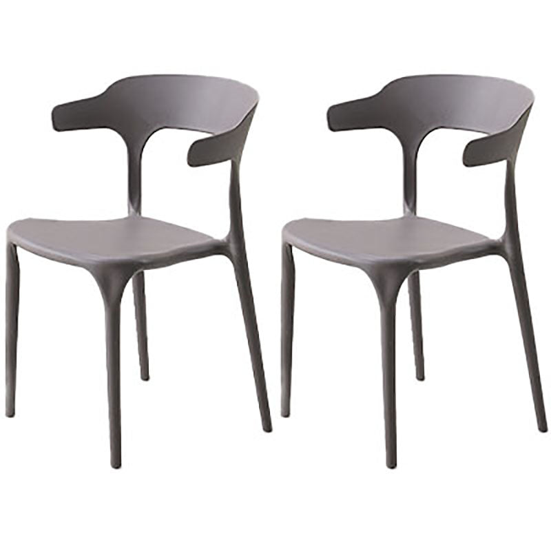 Contemporary Open Back Chair Plastic Dining Armless Side Chairs Grey 2 Piece Set Clearhalo ' kitchen&dining_furn' 'Dining Chairs' 'Dining Tables & Seating' 'dining_chair' 'furn' 'furn_dining_chair' 'Furniture' 'furniture_dining_chair' 'Kitchen & Dining Furniture' 'kitchen' 4572236