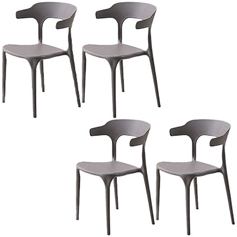 Contemporary Open Back Chair Plastic Dining Armless Side Chairs Grey 4 Piece Set Clearhalo ' kitchen&dining_furn' 'Dining Chairs' 'Dining Tables & Seating' 'dining_chair' 'furn' 'furn_dining_chair' 'Furniture' 'furniture_dining_chair' 'Kitchen & Dining Furniture' 'kitchen' 4572238