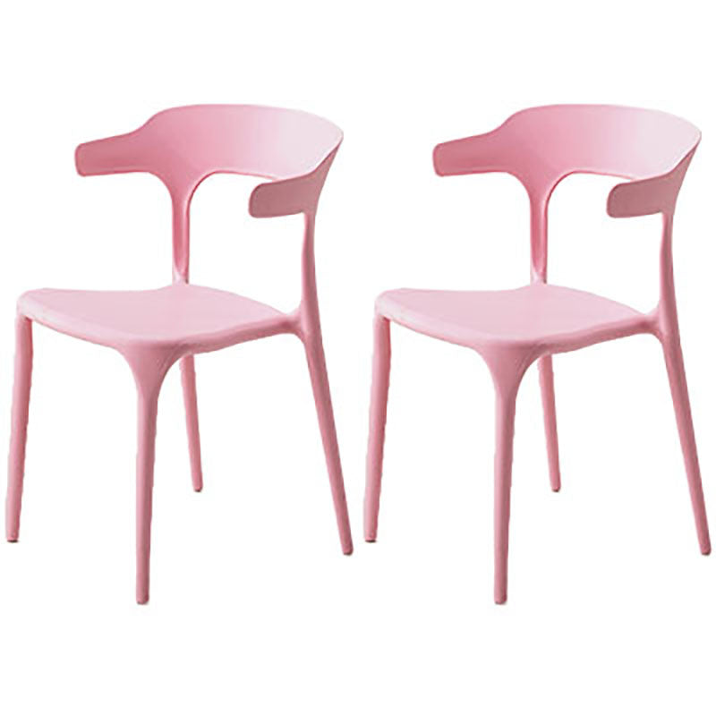 Contemporary Open Back Chair Plastic Dining Armless Side Chairs Pink 2 Piece Set Clearhalo ' kitchen&dining_furn' 'Dining Chairs' 'Dining Tables & Seating' 'dining_chair' 'furn' 'furn_dining_chair' 'Furniture' 'furniture_dining_chair' 'Kitchen & Dining Furniture' 'kitchen' 4572242