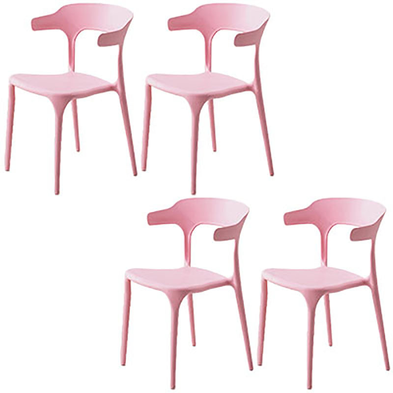 Contemporary Open Back Chair Plastic Dining Armless Side Chairs Pink 4 Piece Set Clearhalo ' kitchen&dining_furn' 'Dining Chairs' 'Dining Tables & Seating' 'dining_chair' 'furn' 'furn_dining_chair' 'Furniture' 'furniture_dining_chair' 'Kitchen & Dining Furniture' 'kitchen' 4572243