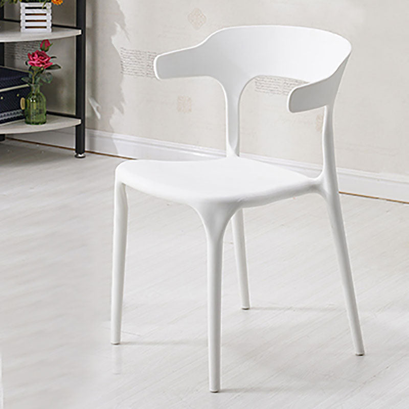 Contemporary Open Back Chair Plastic Dining Armless Side Chairs White 1 Piece Clearhalo ' kitchen&dining_furn' 'Dining Chairs' 'Dining Tables & Seating' 'dining_chair' 'furn' 'furn_dining_chair' 'Furniture' 'furniture_dining_chair' 'Kitchen & Dining Furniture' 'kitchen' 4572244