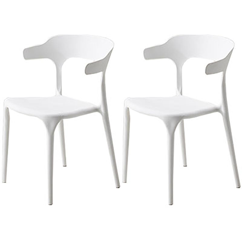 Contemporary Open Back Chair Plastic Dining Armless Side Chairs White 2 Piece Set Clearhalo ' kitchen&dining_furn' 'Dining Chairs' 'Dining Tables & Seating' 'dining_chair' 'furn' 'furn_dining_chair' 'Furniture' 'furniture_dining_chair' 'Kitchen & Dining Furniture' 'kitchen' 4572245