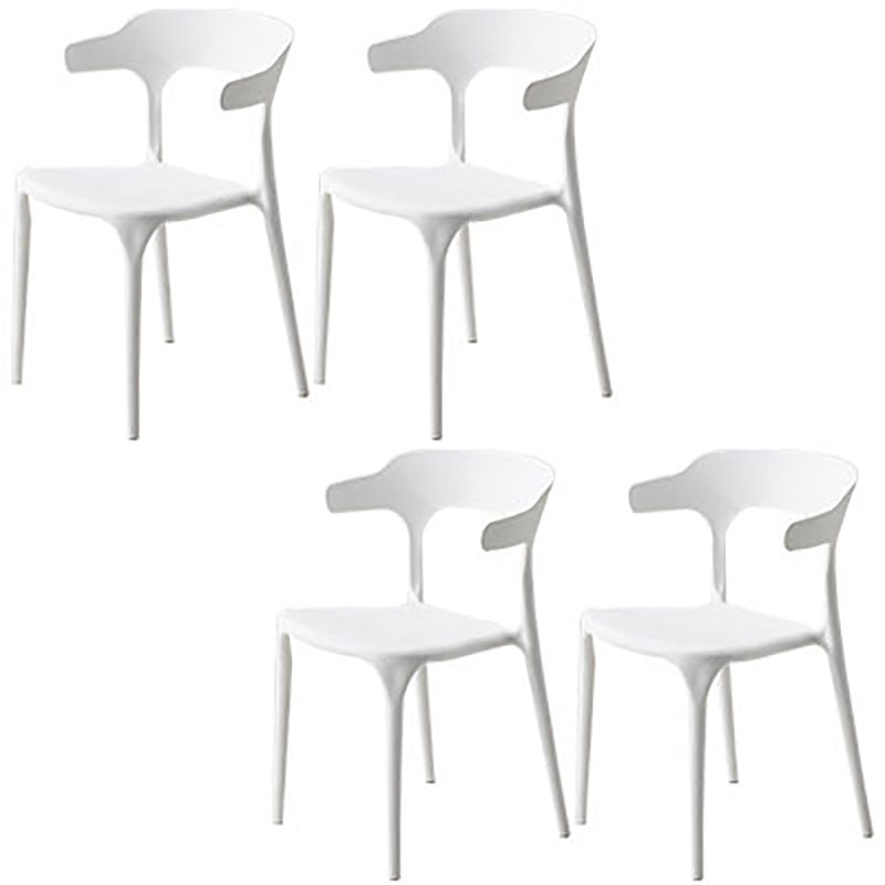 Contemporary Open Back Chair Plastic Dining Armless Side Chairs White 4 Piece Set Clearhalo ' kitchen&dining_furn' 'Dining Chairs' 'Dining Tables & Seating' 'dining_chair' 'furn' 'furn_dining_chair' 'Furniture' 'furniture_dining_chair' 'Kitchen & Dining Furniture' 'kitchen' 4572246