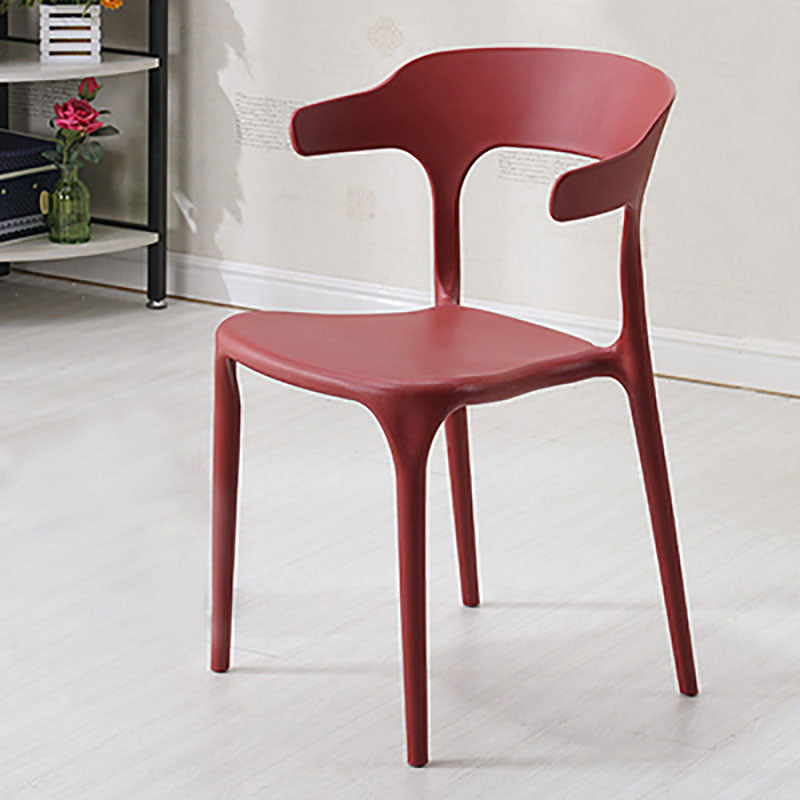 Contemporary Open Back Chair Plastic Dining Armless Side Chairs Burgundy 1 Piece Clearhalo ' kitchen&dining_furn' 'Dining Chairs' 'Dining Tables & Seating' 'dining_chair' 'furn' 'furn_dining_chair' 'Furniture' 'furniture_dining_chair' 'Kitchen & Dining Furniture' 'kitchen' 4572247