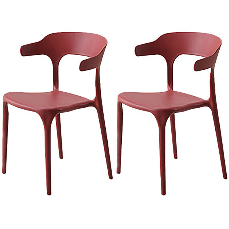 Contemporary Open Back Chair Plastic Dining Armless Side Chairs Burgundy 2 Piece Set Clearhalo ' kitchen&dining_furn' 'Dining Chairs' 'Dining Tables & Seating' 'dining_chair' 'furn' 'furn_dining_chair' 'Furniture' 'furniture_dining_chair' 'Kitchen & Dining Furniture' 'kitchen' 4572248