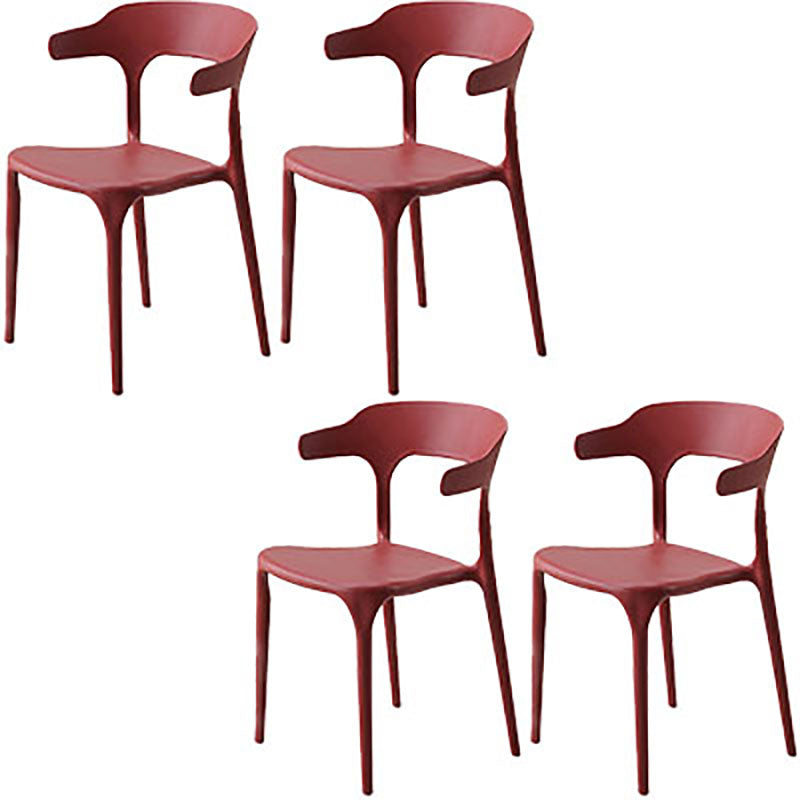 Contemporary Open Back Chair Plastic Dining Armless Side Chairs Burgundy 4 Piece Set Clearhalo ' kitchen&dining_furn' 'Dining Chairs' 'Dining Tables & Seating' 'dining_chair' 'furn' 'furn_dining_chair' 'Furniture' 'furniture_dining_chair' 'Kitchen & Dining Furniture' 'kitchen' 4572249