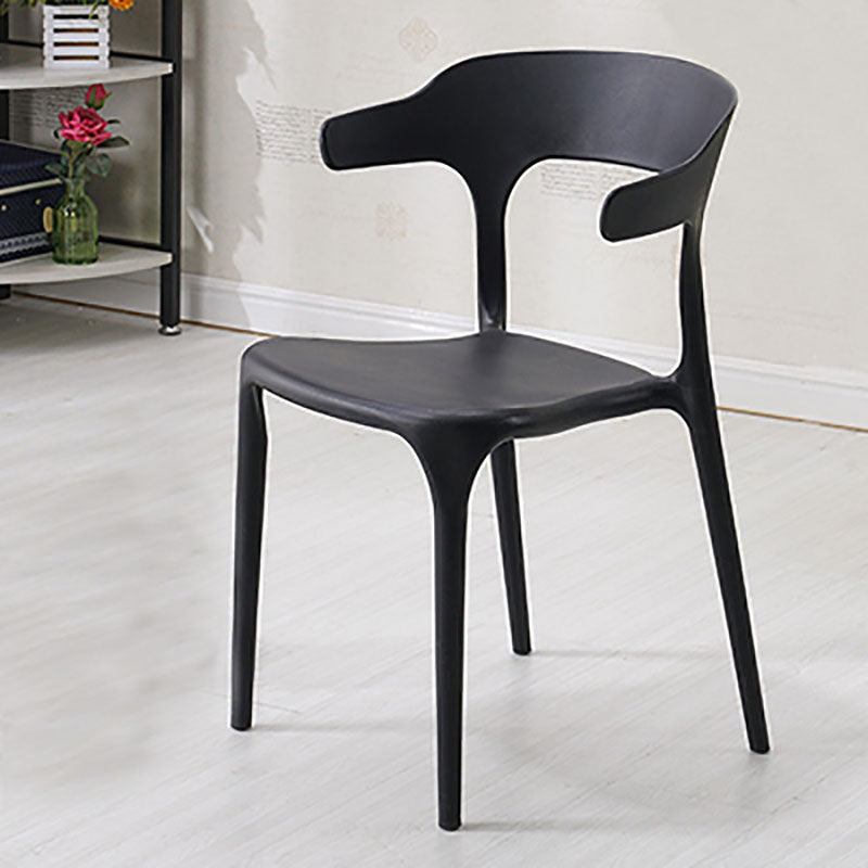 Contemporary Open Back Chair Plastic Dining Armless Side Chairs Black 1 Piece Clearhalo ' kitchen&dining_furn' 'Dining Chairs' 'Dining Tables & Seating' 'dining_chair' 'furn' 'furn_dining_chair' 'Furniture' 'furniture_dining_chair' 'Kitchen & Dining Furniture' 'kitchen' 4572250