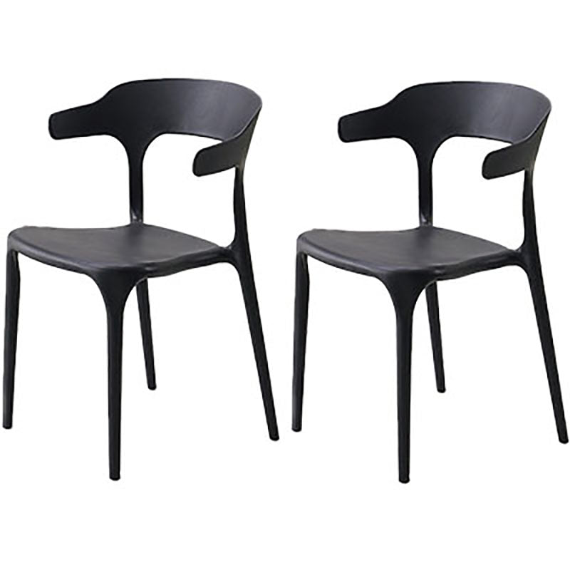 Contemporary Open Back Chair Plastic Dining Armless Side Chairs Black 2 Piece Set Clearhalo ' kitchen&dining_furn' 'Dining Chairs' 'Dining Tables & Seating' 'dining_chair' 'furn' 'furn_dining_chair' 'Furniture' 'furniture_dining_chair' 'Kitchen & Dining Furniture' 'kitchen' 4572251