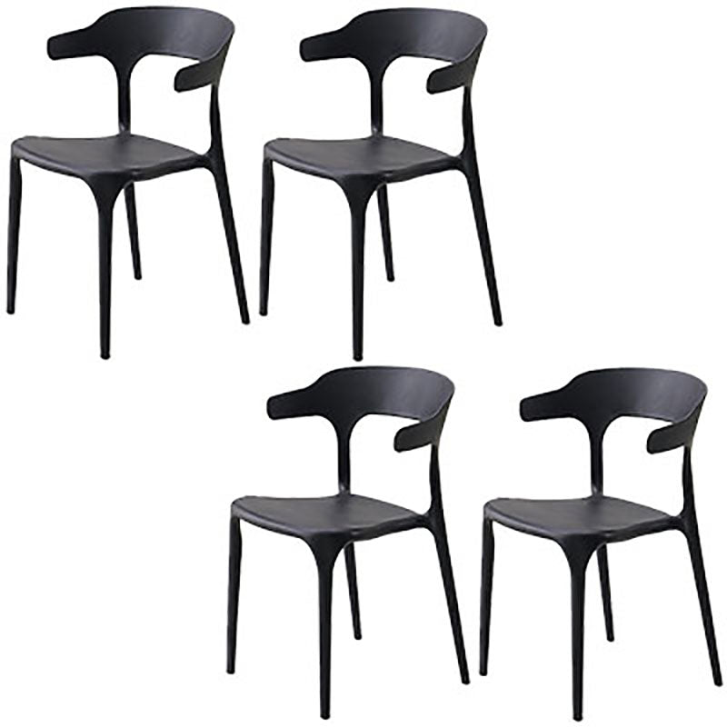 Contemporary Open Back Chair Plastic Dining Armless Side Chairs Black 4 Piece Set Clearhalo ' kitchen&dining_furn' 'Dining Chairs' 'Dining Tables & Seating' 'dining_chair' 'furn' 'furn_dining_chair' 'Furniture' 'furniture_dining_chair' 'Kitchen & Dining Furniture' 'kitchen' 4572252