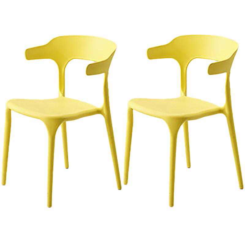Contemporary Open Back Chair Plastic Dining Armless Side Chairs Yellow 2 Piece Set Clearhalo ' kitchen&dining_furn' 'Dining Chairs' 'Dining Tables & Seating' 'dining_chair' 'furn' 'furn_dining_chair' 'Furniture' 'furniture_dining_chair' 'Kitchen & Dining Furniture' 'kitchen' 4572254