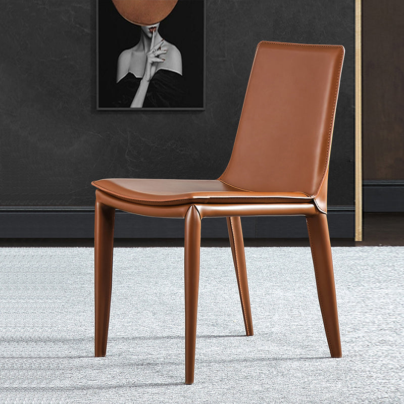 Modern Leather Armless Dining Chair Metal Dining Chairs for Restaurant Use Clearhalo ' kitchen&dining_furn' 'Dining Chairs' 'Dining Tables & Seating' 'dining_chair' 'furn' 'furn_dining_chair' 'Furniture' 'furniture_dining_chair' 'Kitchen & Dining Furniture' 'kitchen' 4572260