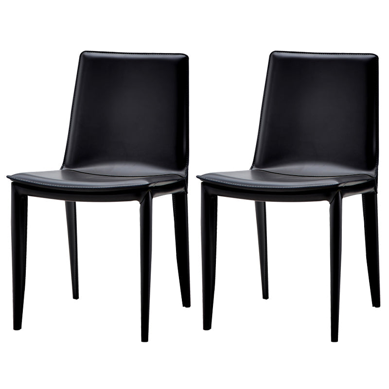 Modern Leather Armless Dining Chair Metal Dining Chairs for Restaurant Use Black 2 Piece Set Clearhalo ' kitchen&dining_furn' 'Dining Chairs' 'Dining Tables & Seating' 'dining_chair' 'furn' 'furn_dining_chair' 'Furniture' 'furniture_dining_chair' 'Kitchen & Dining Furniture' 'kitchen' 4572261