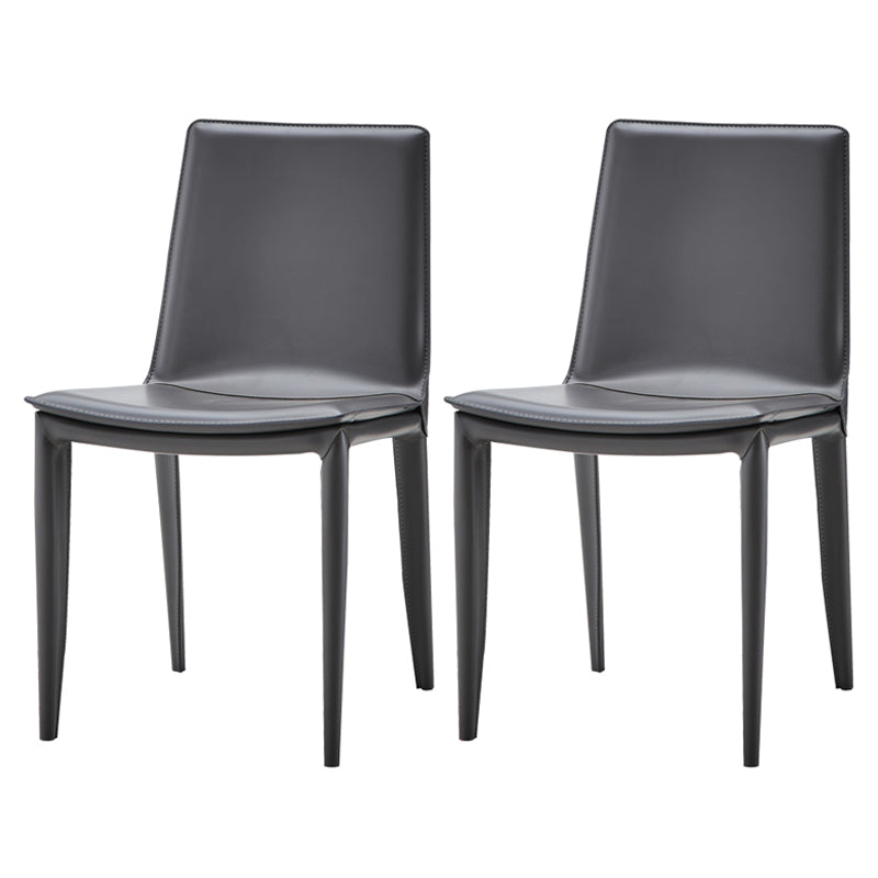 Modern Leather Armless Dining Chair Metal Dining Chairs for Restaurant Use Grey 2 Piece Set Clearhalo ' kitchen&dining_furn' 'Dining Chairs' 'Dining Tables & Seating' 'dining_chair' 'furn' 'furn_dining_chair' 'Furniture' 'furniture_dining_chair' 'Kitchen & Dining Furniture' 'kitchen' 4572262