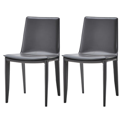 Modern Leather Armless Dining Chair Metal Dining Chairs for Restaurant Use Grey 2 Piece Set Clearhalo ' kitchen&dining_furn' 'Dining Chairs' 'Dining Tables & Seating' 'dining_chair' 'furn' 'furn_dining_chair' 'Furniture' 'furniture_dining_chair' 'Kitchen & Dining Furniture' 'kitchen' 4572262