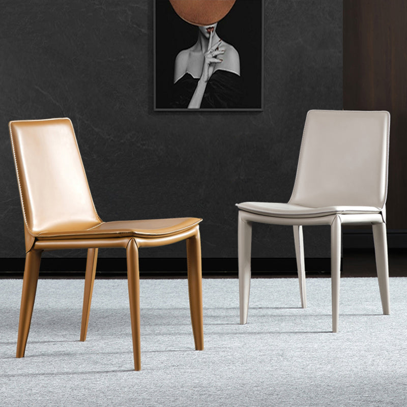 Modern Leather Armless Dining Chair Metal Dining Chairs for Restaurant Use Clearhalo ' kitchen&dining_furn' 'Dining Chairs' 'Dining Tables & Seating' 'dining_chair' 'furn' 'furn_dining_chair' 'Furniture' 'furniture_dining_chair' 'Kitchen & Dining Furniture' 'kitchen' 4572264
