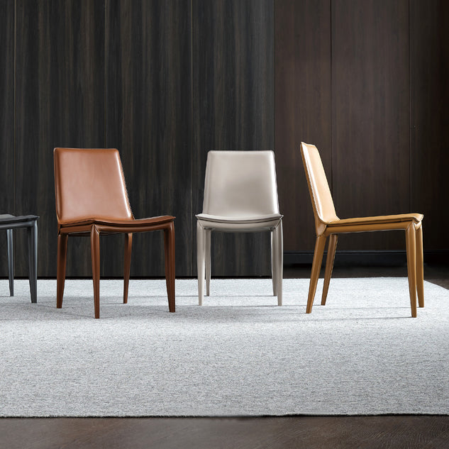 Modern Leather Armless Dining Chair Metal Dining Chairs for Restaurant Use Clearhalo ' kitchen&dining_furn' 'Dining Chairs' 'Dining Tables & Seating' 'dining_chair' 'furn' 'furn_dining_chair' 'Furniture' 'furniture_dining_chair' 'Kitchen & Dining Furniture' 'kitchen' 4572266