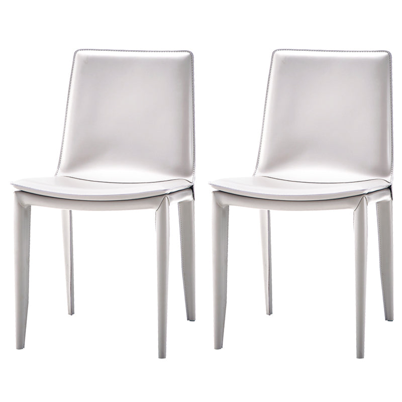 Modern Leather Armless Dining Chair Metal Dining Chairs for Restaurant Use White 2 Piece Set Clearhalo ' kitchen&dining_furn' 'Dining Chairs' 'Dining Tables & Seating' 'dining_chair' 'furn' 'furn_dining_chair' 'Furniture' 'furniture_dining_chair' 'Kitchen & Dining Furniture' 'kitchen' 4572267