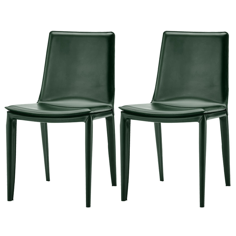 Modern Leather Armless Dining Chair Metal Dining Chairs for Restaurant Use Blackish Green 2 Piece Set Clearhalo ' kitchen&dining_furn' 'Dining Chairs' 'Dining Tables & Seating' 'dining_chair' 'furn' 'furn_dining_chair' 'Furniture' 'furniture_dining_chair' 'Kitchen & Dining Furniture' 'kitchen' 4572276