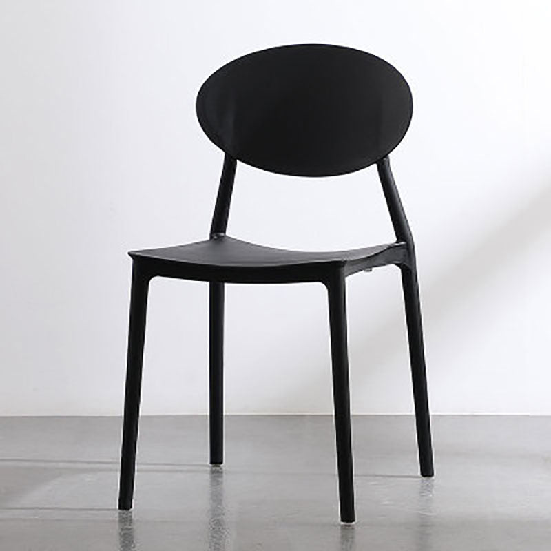 Contemporary Open Back Chair Dining Armless Side Chair with Plastic Legs Black 1 Piece Clearhalo ' kitchen&dining_furn' 'Dining Chairs' 'Dining Tables & Seating' 'dining_chair' 'furn' 'furn_dining_chair' 'Furniture' 'furniture_dining_chair' 'Kitchen & Dining Furniture' 'kitchen' 4572285