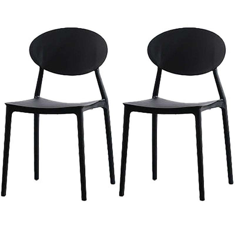 Contemporary Open Back Chair Dining Armless Side Chair with Plastic Legs Black 2 Piece Set Clearhalo ' kitchen&dining_furn' 'Dining Chairs' 'Dining Tables & Seating' 'dining_chair' 'furn' 'furn_dining_chair' 'Furniture' 'furniture_dining_chair' 'Kitchen & Dining Furniture' 'kitchen' 4572287