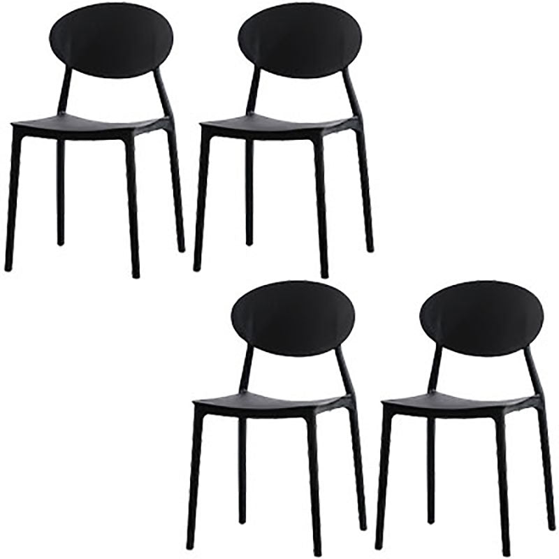 Contemporary Open Back Chair Dining Armless Side Chair with Plastic Legs Black 4 Piece Set Clearhalo ' kitchen&dining_furn' 'Dining Chairs' 'Dining Tables & Seating' 'dining_chair' 'furn' 'furn_dining_chair' 'Furniture' 'furniture_dining_chair' 'Kitchen & Dining Furniture' 'kitchen' 4572288