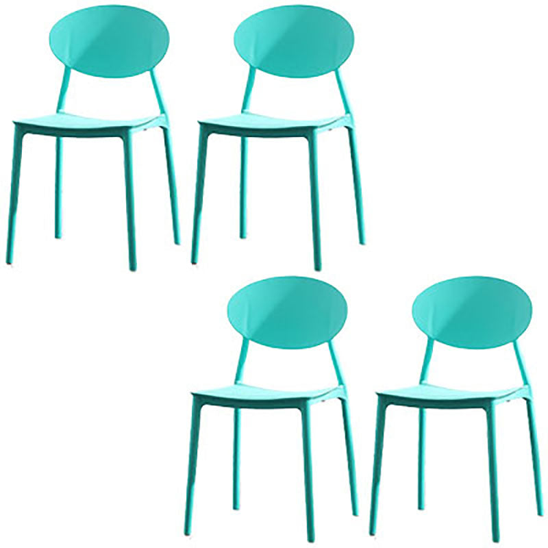 Contemporary Open Back Chair Dining Armless Side Chair with Plastic Legs Aqua 4 Piece Set Clearhalo ' kitchen&dining_furn' 'Dining Chairs' 'Dining Tables & Seating' 'dining_chair' 'furn' 'furn_dining_chair' 'Furniture' 'furniture_dining_chair' 'Kitchen & Dining Furniture' 'kitchen' 4572295