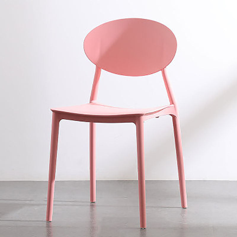 Contemporary Open Back Chair Dining Armless Side Chair with Plastic Legs Pink 1 Piece Clearhalo ' kitchen&dining_furn' 'Dining Chairs' 'Dining Tables & Seating' 'dining_chair' 'furn' 'furn_dining_chair' 'Furniture' 'furniture_dining_chair' 'Kitchen & Dining Furniture' 'kitchen' 4572297