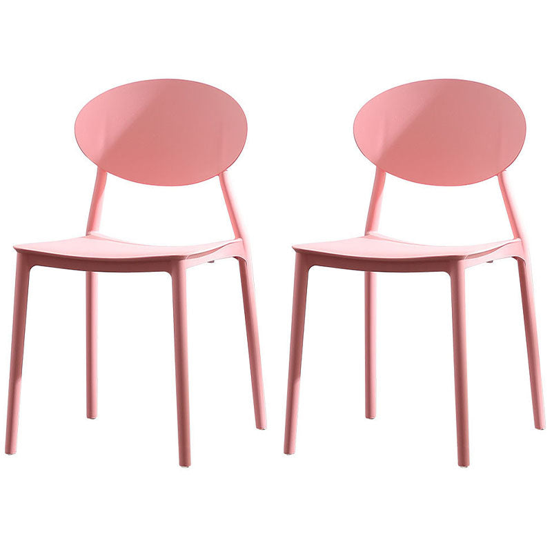 Contemporary Open Back Chair Dining Armless Side Chair with Plastic Legs Pink 2 Piece Set Clearhalo ' kitchen&dining_furn' 'Dining Chairs' 'Dining Tables & Seating' 'dining_chair' 'furn' 'furn_dining_chair' 'Furniture' 'furniture_dining_chair' 'Kitchen & Dining Furniture' 'kitchen' 4572298