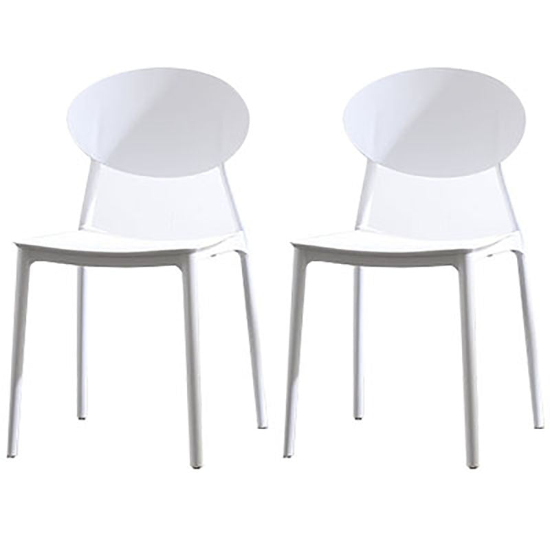 Contemporary Open Back Chair Dining Armless Side Chair with Plastic Legs White 2 Piece Set Clearhalo ' kitchen&dining_furn' 'Dining Chairs' 'Dining Tables & Seating' 'dining_chair' 'furn' 'furn_dining_chair' 'Furniture' 'furniture_dining_chair' 'Kitchen & Dining Furniture' 'kitchen' 4572304