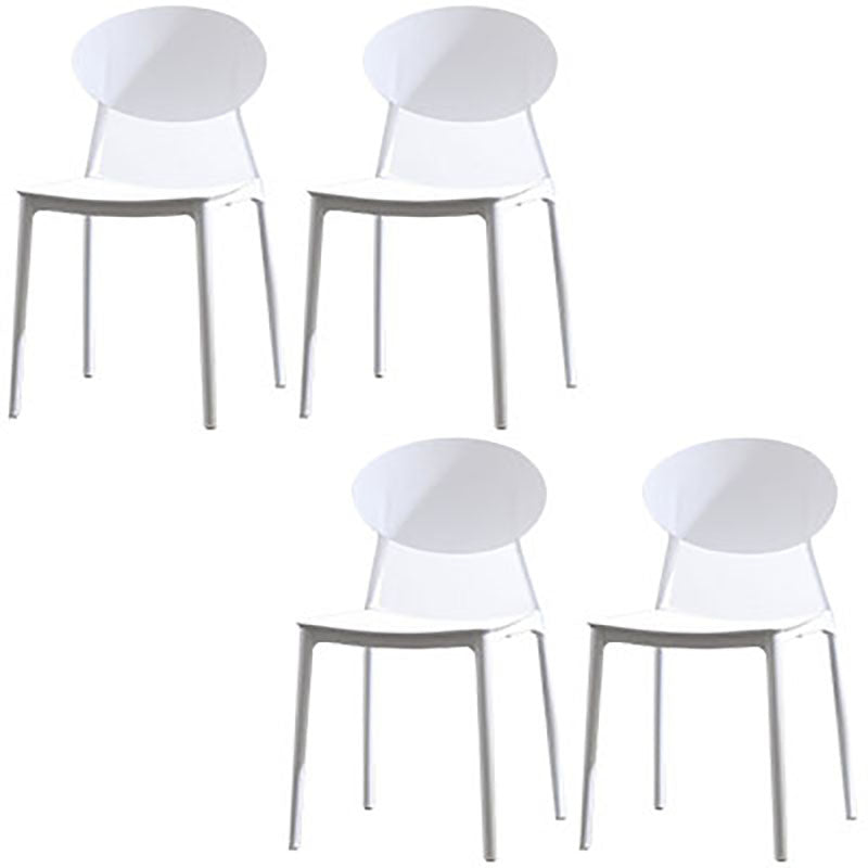 Contemporary Open Back Chair Dining Armless Side Chair with Plastic Legs White 4 Piece Set Clearhalo ' kitchen&dining_furn' 'Dining Chairs' 'Dining Tables & Seating' 'dining_chair' 'furn' 'furn_dining_chair' 'Furniture' 'furniture_dining_chair' 'Kitchen & Dining Furniture' 'kitchen' 4572305