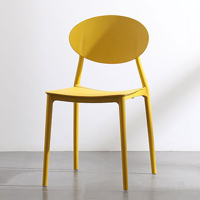 Contemporary Open Back Chair Dining Armless Side Chair with Plastic Legs Yellow 1 Piece Clearhalo ' kitchen&dining_furn' 'Dining Chairs' 'Dining Tables & Seating' 'dining_chair' 'furn' 'furn_dining_chair' 'Furniture' 'furniture_dining_chair' 'Kitchen & Dining Furniture' 'kitchen' 4572306
