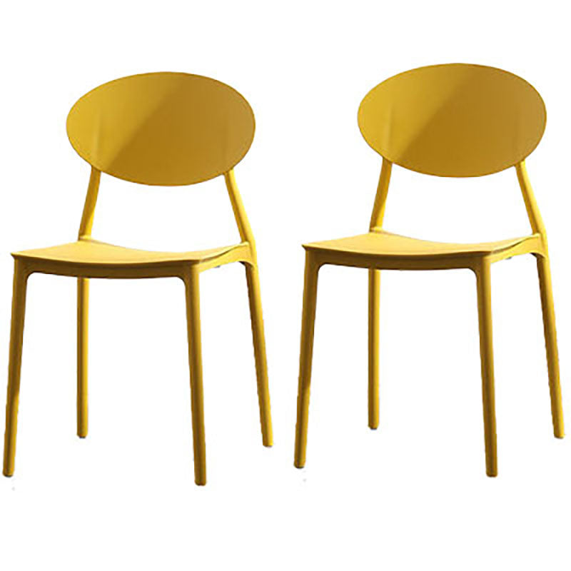 Contemporary Open Back Chair Dining Armless Side Chair with Plastic Legs Yellow 2 Piece Set Clearhalo ' kitchen&dining_furn' 'Dining Chairs' 'Dining Tables & Seating' 'dining_chair' 'furn' 'furn_dining_chair' 'Furniture' 'furniture_dining_chair' 'Kitchen & Dining Furniture' 'kitchen' 4572307