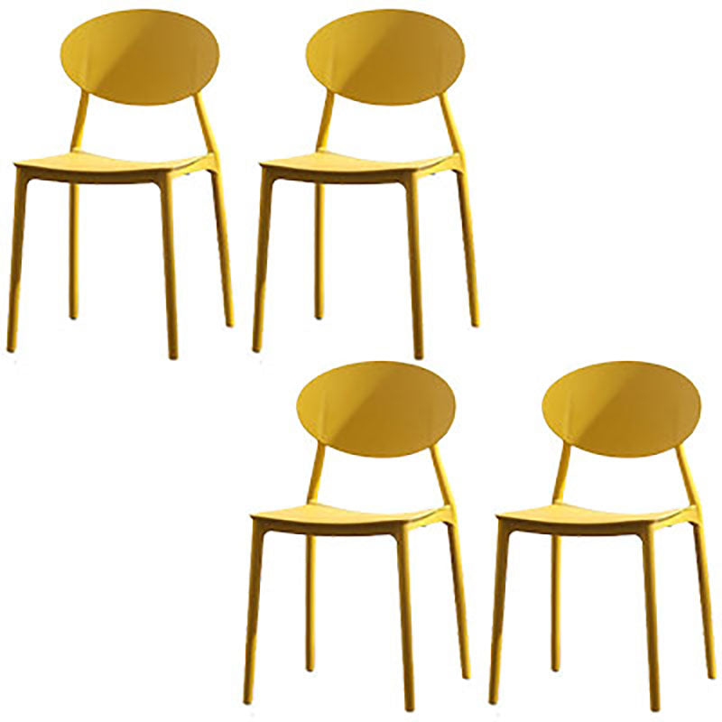 Contemporary Open Back Chair Dining Armless Side Chair with Plastic Legs Yellow 4 Piece Set Clearhalo ' kitchen&dining_furn' 'Dining Chairs' 'Dining Tables & Seating' 'dining_chair' 'furn' 'furn_dining_chair' 'Furniture' 'furniture_dining_chair' 'Kitchen & Dining Furniture' 'kitchen' 4572308
