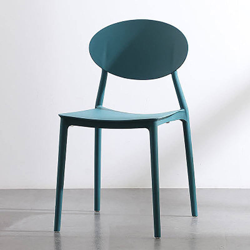 Contemporary Open Back Chair Dining Armless Side Chair with Plastic Legs Dark Blue 1 Piece Clearhalo ' kitchen&dining_furn' 'Dining Chairs' 'Dining Tables & Seating' 'dining_chair' 'furn' 'furn_dining_chair' 'Furniture' 'furniture_dining_chair' 'Kitchen & Dining Furniture' 'kitchen' 4572309