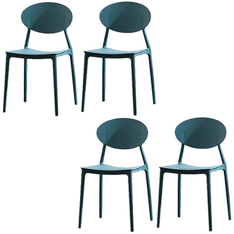 Contemporary Open Back Chair Dining Armless Side Chair with Plastic Legs Dark Blue 4 Piece Set Clearhalo ' kitchen&dining_furn' 'Dining Chairs' 'Dining Tables & Seating' 'dining_chair' 'furn' 'furn_dining_chair' 'Furniture' 'furniture_dining_chair' 'Kitchen & Dining Furniture' 'kitchen' 4572311