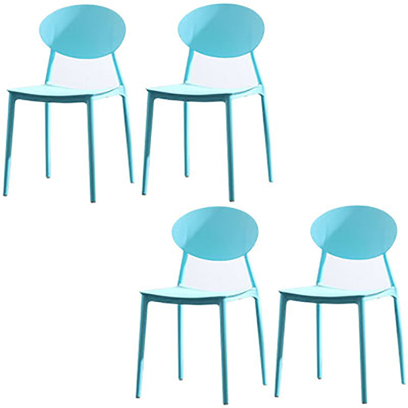 Contemporary Open Back Chair Dining Armless Side Chair with Plastic Legs Light Blue 4 Piece Set Clearhalo ' kitchen&dining_furn' 'Dining Chairs' 'Dining Tables & Seating' 'dining_chair' 'furn' 'furn_dining_chair' 'Furniture' 'furniture_dining_chair' 'Kitchen & Dining Furniture' 'kitchen' 4572314