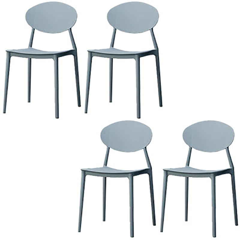 Contemporary Open Back Chair Dining Armless Side Chair with Plastic Legs Grey 4 Piece Set Clearhalo ' kitchen&dining_furn' 'Dining Chairs' 'Dining Tables & Seating' 'dining_chair' 'furn' 'furn_dining_chair' 'Furniture' 'furniture_dining_chair' 'Kitchen & Dining Furniture' 'kitchen' 4572317