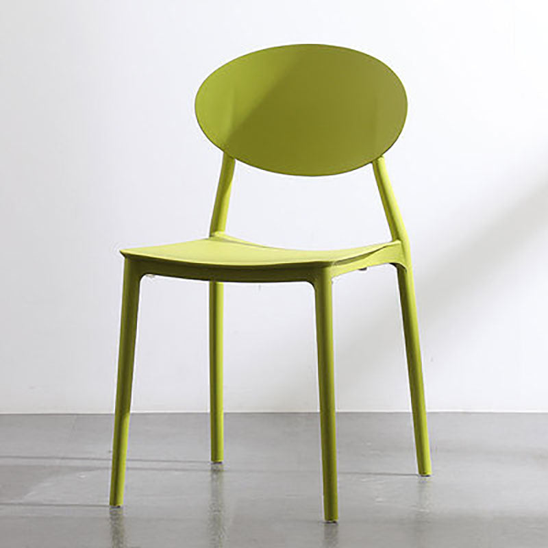 Contemporary Open Back Chair Dining Armless Side Chair with Plastic Legs Pea Green 1 Piece Clearhalo ' kitchen&dining_furn' 'Dining Chairs' 'Dining Tables & Seating' 'dining_chair' 'furn' 'furn_dining_chair' 'Furniture' 'furniture_dining_chair' 'Kitchen & Dining Furniture' 'kitchen' 4572318