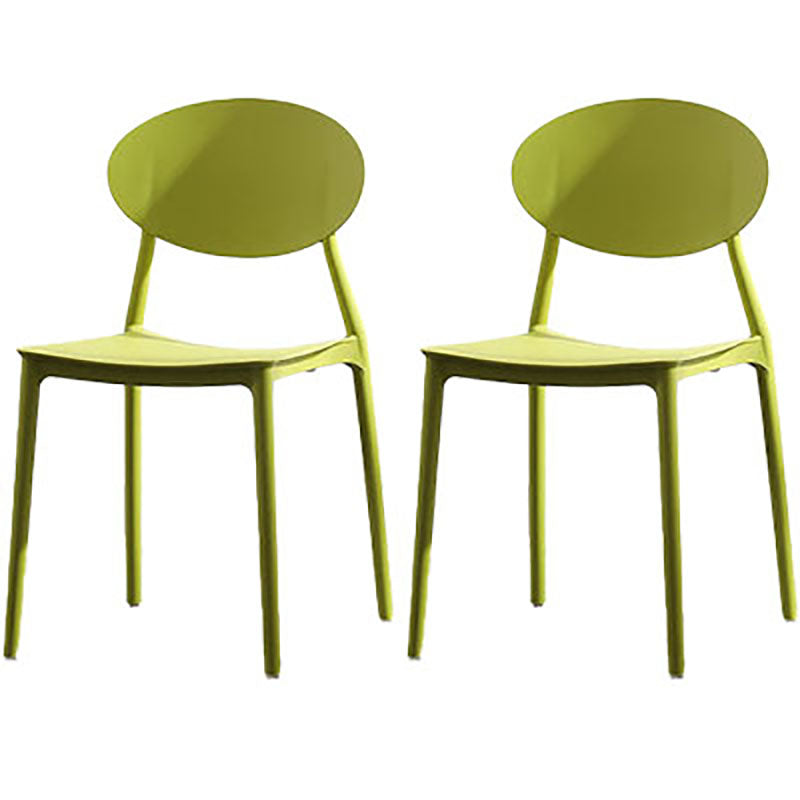 Contemporary Open Back Chair Dining Armless Side Chair with Plastic Legs Pea Green 2 Piece Set Clearhalo ' kitchen&dining_furn' 'Dining Chairs' 'Dining Tables & Seating' 'dining_chair' 'furn' 'furn_dining_chair' 'Furniture' 'furniture_dining_chair' 'Kitchen & Dining Furniture' 'kitchen' 4572319