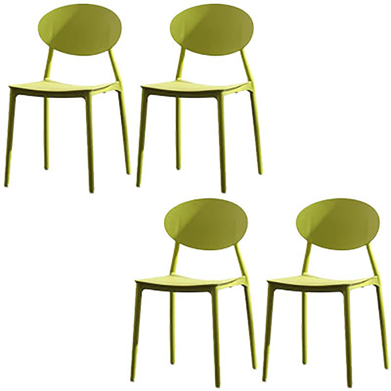 Contemporary Open Back Chair Dining Armless Side Chair with Plastic Legs Pea Green 4 Piece Set Clearhalo ' kitchen&dining_furn' 'Dining Chairs' 'Dining Tables & Seating' 'dining_chair' 'furn' 'furn_dining_chair' 'Furniture' 'furniture_dining_chair' 'Kitchen & Dining Furniture' 'kitchen' 4572320