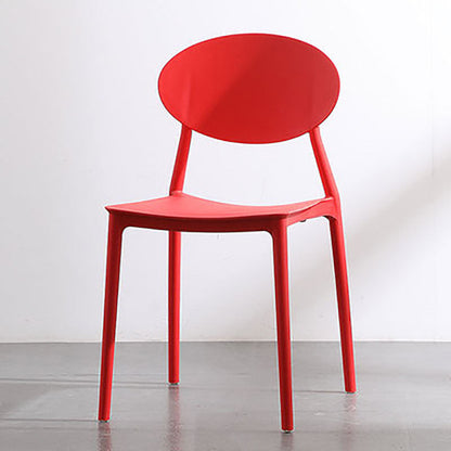 Contemporary Open Back Chair Dining Armless Side Chair with Plastic Legs Red 1 Piece Clearhalo ' kitchen&dining_furn' 'Dining Chairs' 'Dining Tables & Seating' 'dining_chair' 'furn' 'furn_dining_chair' 'Furniture' 'furniture_dining_chair' 'Kitchen & Dining Furniture' 'kitchen' 4572321