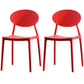 Contemporary Open Back Chair Dining Armless Side Chair with Plastic Legs Red 2 Piece Set Clearhalo ' kitchen&dining_furn' 'Dining Chairs' 'Dining Tables & Seating' 'dining_chair' 'furn' 'furn_dining_chair' 'Furniture' 'furniture_dining_chair' 'Kitchen & Dining Furniture' 'kitchen' 4572322