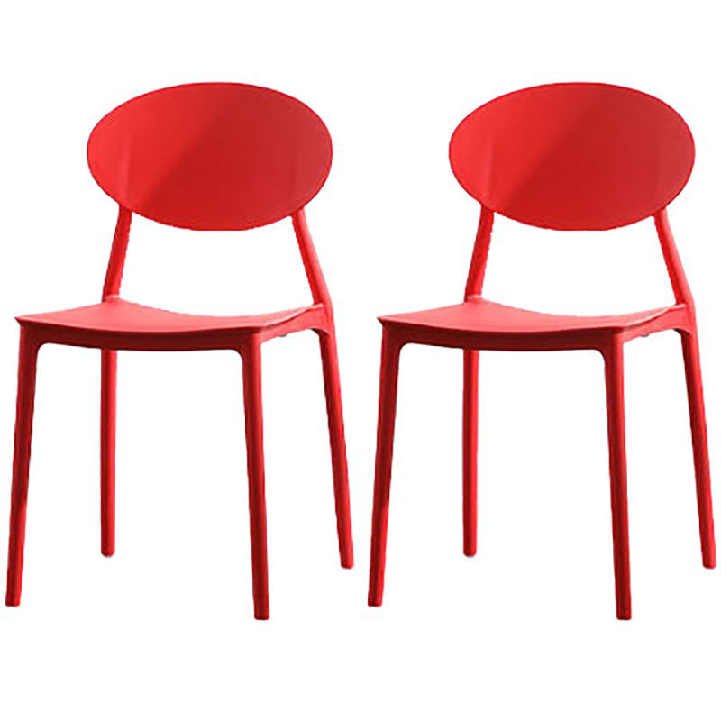 Contemporary Open Back Chair Dining Armless Side Chair with Plastic Legs Red 2 Piece Set Clearhalo ' kitchen&dining_furn' 'Dining Chairs' 'Dining Tables & Seating' 'dining_chair' 'furn' 'furn_dining_chair' 'Furniture' 'furniture_dining_chair' 'Kitchen & Dining Furniture' 'kitchen' 4572322