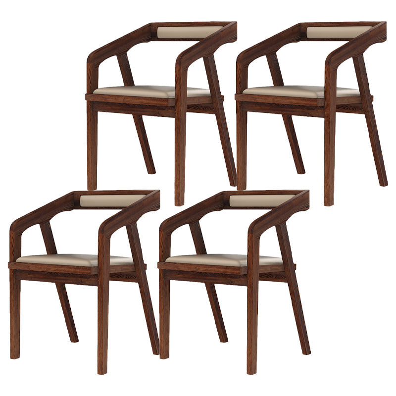 Contemporary Chair Dining Arm Side Chair with Wooden Legs for Kitchen Dark Brown 4 Piece Set Clearhalo ' kitchen&dining_furn' 'Dining Chairs' 'Dining Tables & Seating' 'dining_chair' 'furn' 'furn_dining_chair' 'Furniture' 'furniture_dining_chair' 'Kitchen & Dining Furniture' 'kitchen' 4572347